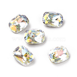 Light AB Style K9 Glass Cabochons, Pointed Back & Back Plated, Faceted, Rectangle Octagon, Light Crystal AB, 8x6x3mm(RGLA-J038-A-011LA)