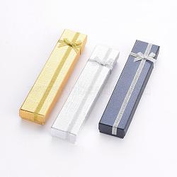 Rectangle Cardboard Bracelet Boxes, with Sponge Inside and Satin Ribbon Bowknots, Mixed Color, 20x4.1x2.4cm(CBOX-L001-04)