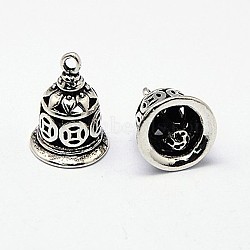 Vintage Antique Silver Brass Bell Charms Pendants, 15x11mm, Hole: 1mm(X-KK-I257-AS)