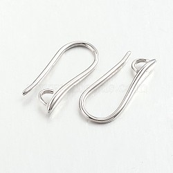 Brass Earring Hooks for Earring Designs, Ear Wire, with Horizontal Loop, Cadmium Free & Nickel Free & Lead Free, Platinum, 20.5x8.5x2.5mm, Hole: 2mm, Pin: 1mm(X-KK-M142-02P-NR)