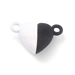 Alloy Magnetic Clasps with Loops, Heart, White, 15x9.5x6mm, Hole: 1.5mm(X-PALLOY-P223-B01-01)