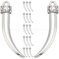 40Pcs Tibetan Style Alloy Pendants, Tusk, Antique Silver, 35x7x4.5mm, Hole: 1.8mm, 40pcs/box(TIBEP-SC0002-03)