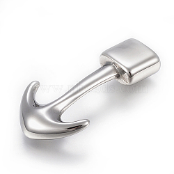 304 Stainless Steel Hook Clasps, For Leather Cord Bracelets Making, Anchor, Stainless Steel Color, 36x20x6mm, Hole: 4x10mm(STAS-I091-06P)