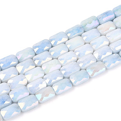 Anti-Tarnish Electroplate Glass Beads Strands, Imitation Gemstone, Rectangle, AB Color Plated, Faceted, Two Tone, Light Steel Blue, 7x4~4.5x3mm, Hole: 0.9~1mm, about 55~56pcs/strand, 14.96~15.16''(38~38.5cm)(X-GLAA-T025-29A)
