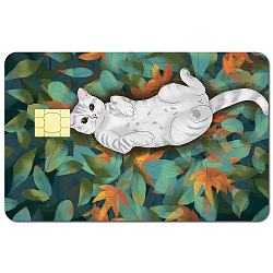 PVC Plastic Waterproof Card Stickers, Self-adhesion Card Skin for Bank Card Decor, Rectangle, Cat Shape, 186.3x137.3mm(DIY-WH0432-039)