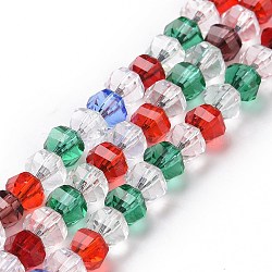 Transparent Glass Bead Strands, Faceted, Round, Colorful, 6x4.5mm, Hole: 0.9mm, about 98~100pcs/strand, 18.31''(46.5cm)(GLAA-H018-05)