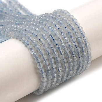 Natural Aquamarine Beads Strands, Faceted, Round, 2mm, Hole: 0.5mm, about 215~218pcs/strand, 15.08~15.35 inch(38.3~39cm)