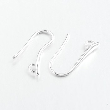 Brass Earring Hooks for Earring Designs, Ear Wire, with Horizontal Loop, Lead Free & Cadmium Free, Silver Color Plated, 20.5x8.5x2.5mm, Hole: 2mm, 18 Gauge, Pin: 1mm