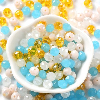 Glass Beads, Faceted, Rondelle, Aqua, 10x8mm, Hole: 1mm, about 67pcs/60g