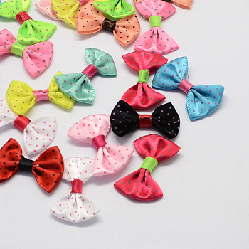 Handmade Woven Costume Accessories, Dot Pattern Ribbon Bowknot, Mixed Color, 23x35x6mm