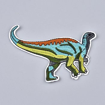 Computerized Embroidery Cloth Iron on/Sew on Patches, Costume Accessories, Dinosaur, Colorful, 82x100x2mm
