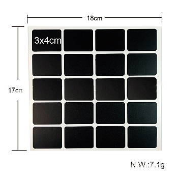 Waterproof PVC Adhesive Stickers, for Label, Rectangle, Black, 18x17cm, Tags: 3x4cm