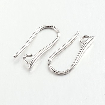 Brass Earring Hooks for Earring Designs, Ear Wire, with Horizontal Loop, Cadmium Free & Nickel Free & Lead Free, Platinum, 20.5x8.5x2.5mm, Hole: 2mm, Pin: 1mm