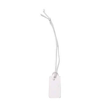 Paper Price Tags, with Elastic Cord, Rectangle, WhiteSmoke, 7~7.9cm, Rectangle: 19x9x0.3mm