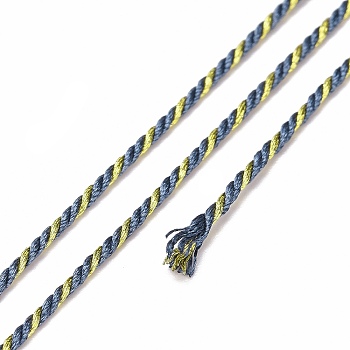 Polycotton Filigree Cord, Braided Rope, with Plastic Reel, for Wall Hanging, Crafts, Gift Wrapping, Marine Blue, 1.5mm, about 21.87 Yards(20m)/Roll