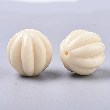 Autumn Theme Opaque Resin Beads, Pumpkin, Imitation Food, Antique White, 20x20mm, Hole: 1.8mm