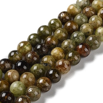 Natural Green Garnet Beads Strands, Round, 6mm, Hole: 0.9mm, about 61pcs/strand, 15.35''(39cm)