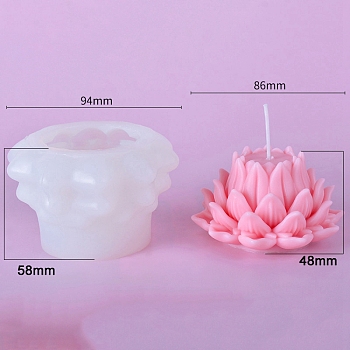 3D Lotus DIY Silicone Candle Molds, Aromatherapy Candle Moulds, Scented Candle Making Molds, White, 9.4x5.8cm