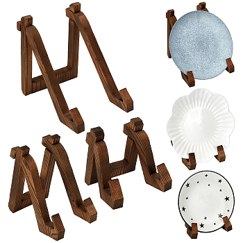 6 Bags 3 Styles Wooden Cookbook Holder, Plate Stands, Coconut Brown, Finish Product: 10.1~20.2x12.1~16.9x12~20cm, 2 sets/style