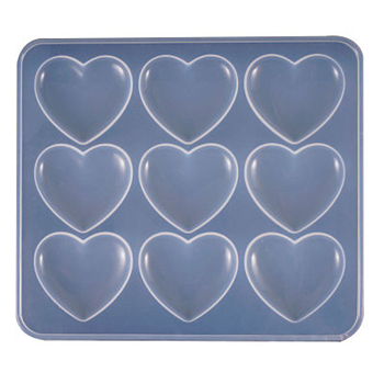 Silicone Molds, Epoxy Resin Casting Molds, For UV Resin, DIY Jewelry Craft Making, Heart, White, 17.5x16x0.5cm, Inner Size: 4.2x5.2cm
