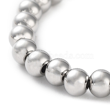 316 Surgical Stainless Steel Round Beaded Stretch Bracelets(BJEW-M305-01D-P)-2