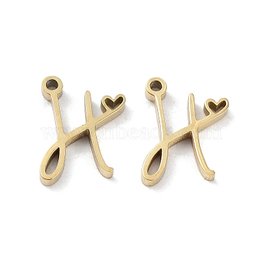 Real 14K Gold Plated Letter H 304 Stainless Steel Charms