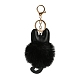 Porte-clés en cuir pu chat mignon et imitation boule de fourrure de lapin rex(KEYC-C005-01C)-2