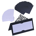 Paper Table Cards, with Hollow Out Lace Flowers Pattern, for Wedding, Restaurant, Birthday Party Decorations, Black, 90x90x0.2mm(AJEW-WH0270-390)
