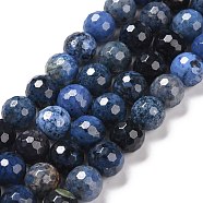 Natural Dumortierite Beads Strands, Faceted(128 Facets), Round, 8.5mm, Hole: 1.2mm, about 44pcs/strand, 14.76''(37.5cm)(G-E571-06B)