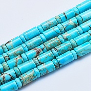 Natural Imperial Jasper Beads Strands, Dyed, Column and Flat Round, 10x6mm, 6x3mm, Hole: 1mm, about 32pcs/strand, 16.14 inch(41cm)(G-J378-01)