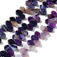 Natural Agate Beads Strands, Dyed & Heated, Top Drilled, Teardrop, Indigo, 8x5x3mm, Hole: 0.8~1mm, about 52~55pcs/strand, 7.48~7.87 inch(19~20cm)(G-G021-04A-03)