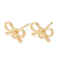 Bowknot Alloy Stud Earring Findings, with 304 Stainless Steel Steel Pin, Cadmium Free & Lead Free, Light Gold, 8x13.5mm, Hole: 1.4mm(X-PALLOY-Q447-03LG)