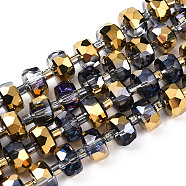 Electroplat Glass Beads Strands, Rainbow Plated, Faceted, Rondelle, Gold, 8x5mm, Hole: 1.2mm, about 80pcs/strand, 22.83 inch(EGLA-Q092-8mm-D03)