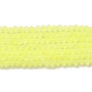 Imitate Austrian Crystal Frosted Glass Beads Strands, Grade AA, Faceted Bicone, Yellow, 4.5x3.5~4mm, Hole: 1mm, about 87~89pcs/strand, 13.98''~13.39''(33.5~34cm)(GLAA-F029-TM4mm-B21)