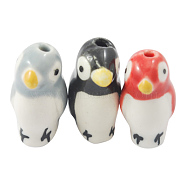 Handmade Porcelain Beads, Famille Rose Porcelain, Penguin, Mixed Color, about 20mm long, 10mm wide, 11.5mm thick, hole: 1.5mm(X-CF331Y-M)