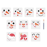 US 1 Set PET Hollow Out Drawing Painting Stencils, with 1Pc Art Paint Brushes, for Acrylic Painting Watercolor Oil Gouache, Face Pattern, Painting Stencils: 150x150mm, 10 Styles, 1pc/style(DIY-MA0001-36)