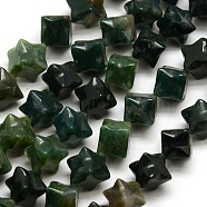 Nuggets Natural Moss Agate Beads Strands, 9x9x9mm, Hole: 1mm, about 34pcs/strand, 14.1 inch(G-P063-89)