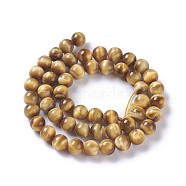 Natural Tiger Eye Beads Strands, Round, Dyed & Heated, Goldenrod, 8mm, Hole: 1mm, about 49~51pcs/strand, 15.3 inch~15.75 inch(39~40cm)(G-P428-01B-8mm)