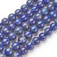 Natural Lapis Lazuli Bead Strands, Round, 6mm, Hole: 1mm, about 63pcs/strand, 15.5 inch(395mm)(G-G953-02-6mm)