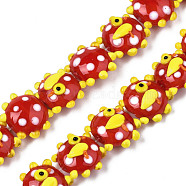 Handmade Bumpy Lampwork Beads Strands, Duck, Red, 20~21x17~19x9.5~10mm, Hole: 1.6mm, about 30pcs/strand, 18.50 inch~18.90 inch(47~48cm)(LAMP-N021-036E)