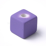 Acrylic Beads, Rubberized, Cube, Blue Violet, 12x12x12mm, Hole: 3.5mm(X-MACR-T024-23A)