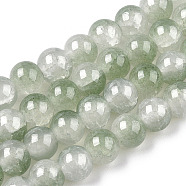 Crackle Baking Painted Imitation Jade Glass Beads Strands, Two Tone, Round, Olive Drab, 8mm, Hole: 1.5mm, about 104~108pcs/strand, 29.72 inch~30.91 inch(75.5~78.5cm)(DGLA-T003-8mm-06)