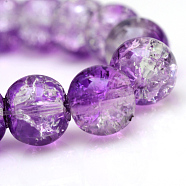 Baking Painted Crackle Glass Beads Strands, Round, Dark Violet, 6mm, Hole: 1.3~1.6mm, about 133pcs/strand, 31.4 inch(X-CCG-S001-6mm-14)