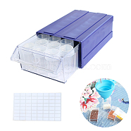 Diamond Painting Storage Stackable Bead Organizer Drawers, with 22 Slots Round Individual Containers, Silicone Funnel and Writable Stickers, Slate Blue, 182x110x60mm(DIAM-PW0010-32B-02)