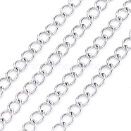 304 Stainless Steel Curb Chains, Twisted Chains, Soldered, Stainless Steel Color, 3.5x2.4x0.5mm(CHS-F006-04A-P)