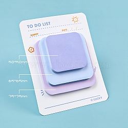 90 Sheets 3 Styles Pad Sticky Notes, Sticker Tabs, for Office School Reading, Square, Medium Purple, 50~75x50~75mm, 30 sheets/style(PW-WG92874-04)