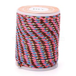 4-Ply Polycotton Cord with Metallic Thread, Handmade Macrame Cotton Rope, for String Wall Hangings Plant Hanger, Colorful, 1.5mm, about 4.3 yards(4m)/roll(X1-OCOR-Z003-D31)