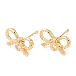Bowknot Alloy Stud Earring Findings, with 304 Stainless Steel Steel Pin, Cadmium Free & Lead Free, Light Gold, 8x13.5mm, Hole: 1.4mm(X-PALLOY-Q447-03LG)