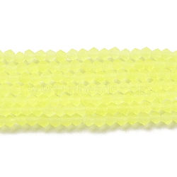 Imitate Austrian Crystal Frosted Glass Beads Strands, Grade AA, Faceted Bicone, Yellow, 4.5x3.5~4mm, Hole: 1mm, about 87~89pcs/strand, 13.98''~13.39''(33.5~34cm)(GLAA-F029-TM4mm-B21)