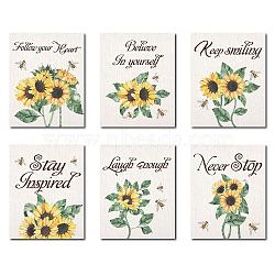 Paper Hanging Painting, for Home Decoration Accessories, Rectangle, Sunflower Pattern, 205x255mm, 6 patterns/set(HJEW-WH0034-008)